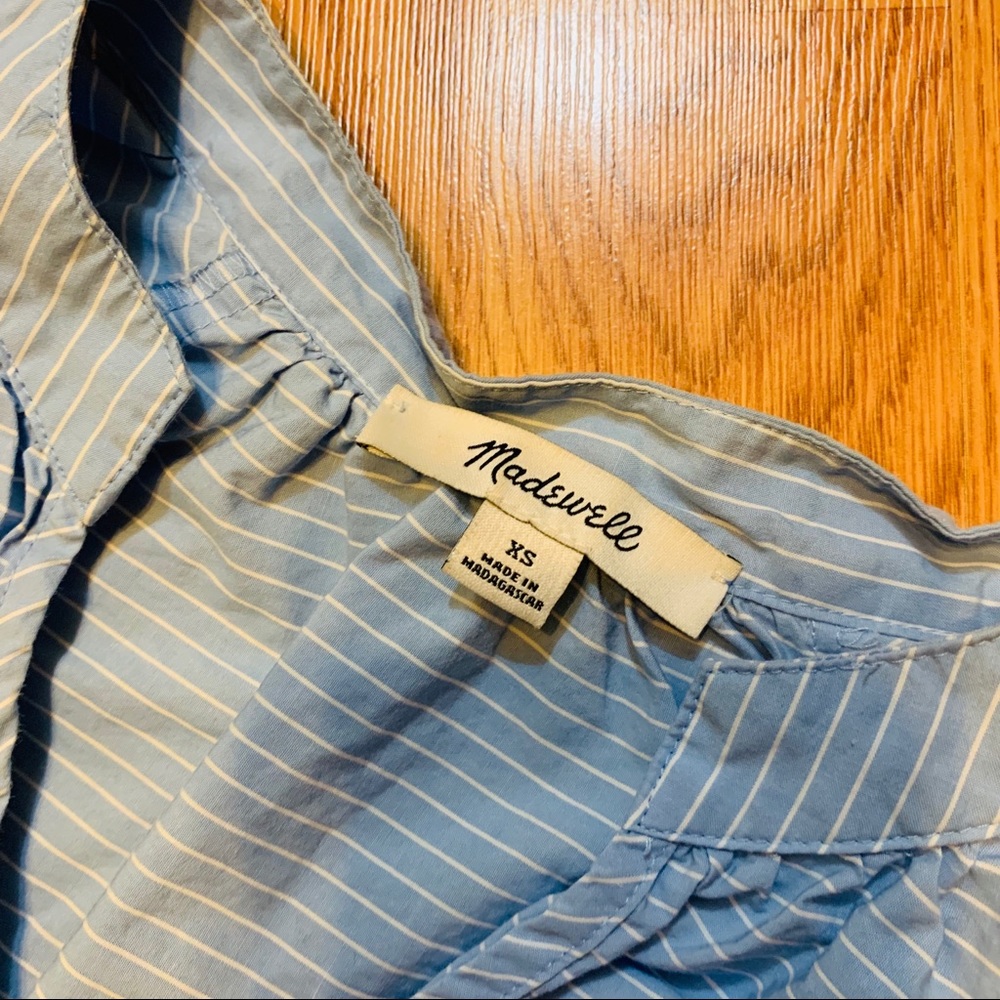 MADEWELL Striped Tie Sleeve Popover Top Size XS - Picture 3 of 6